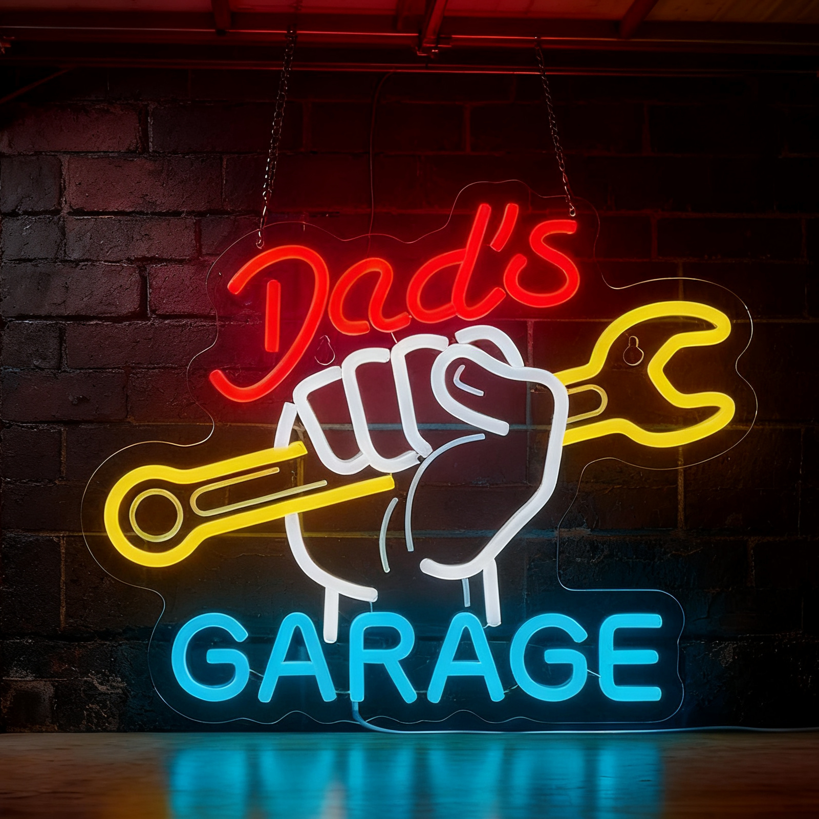 Dad's Garage LED Neon Sign Wal - Auto Repair Shop Open avis et prix