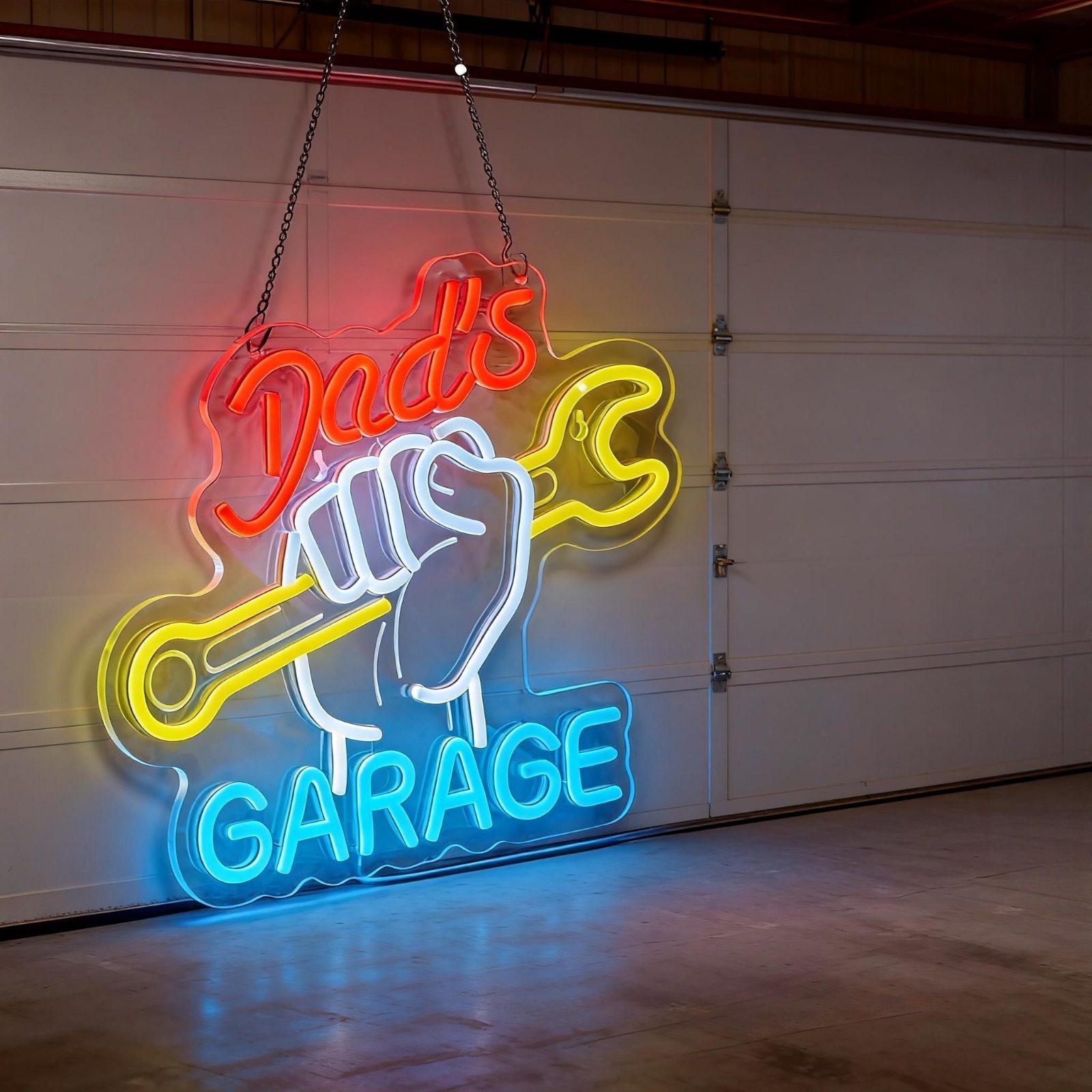 Dad's Garage Neon Sign LED Wal - Auto Repair Shop Open avis et prix